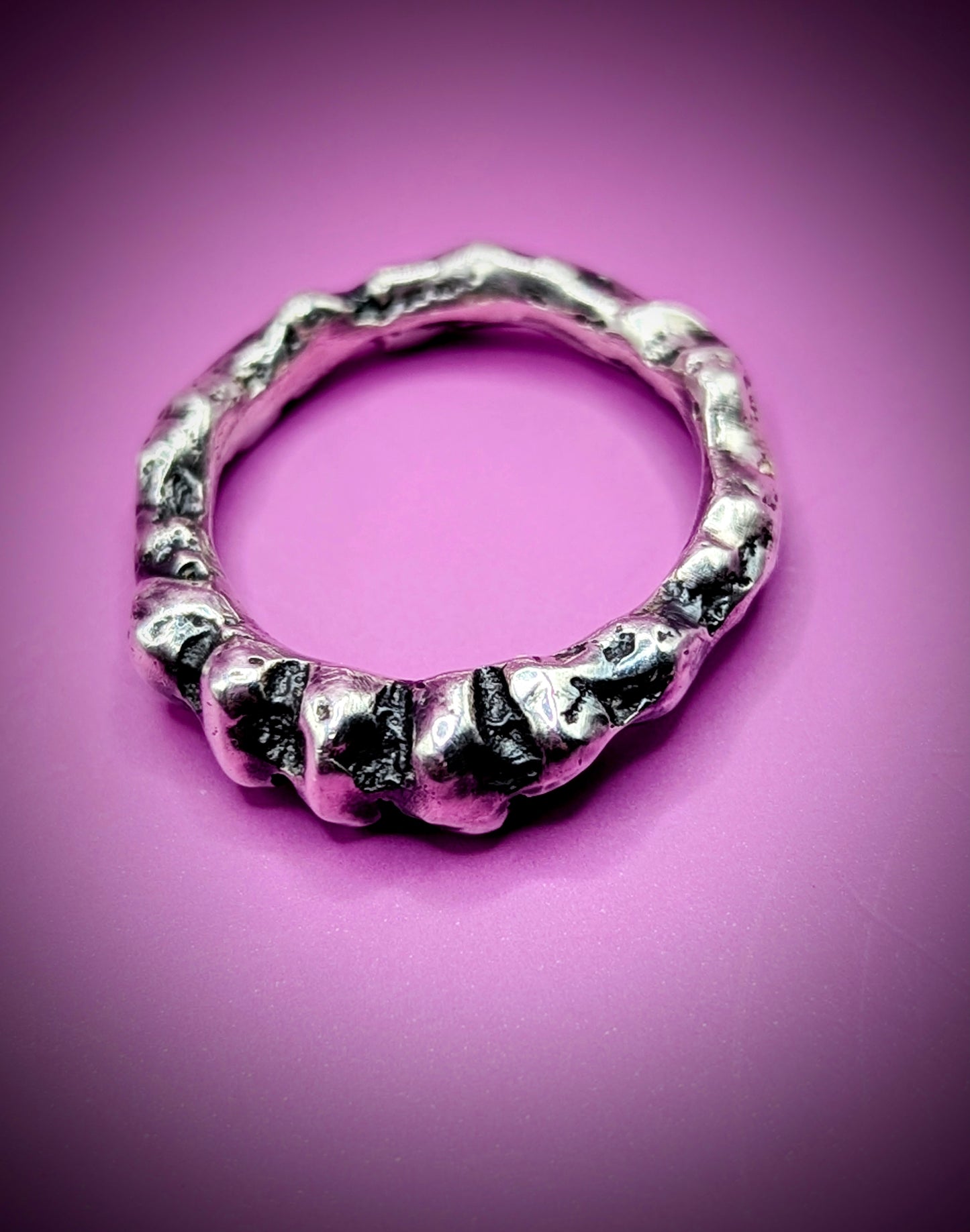 Chunky organic silver ring with sculpted surface – lost wax inspired handmade ring